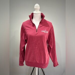Red Cape Cod Themed 1/4 Zip Collared Sweatshirt Size S EUC
